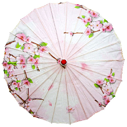 Китайский тканевый зонтик цветочный с кисточкой 82х54см, №2